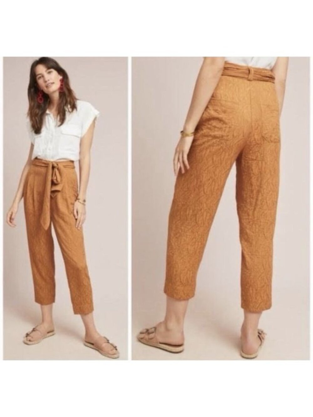 Anthropologie Ett:twa Women’s Tie Waist Boho Embroidered Pants Size 0